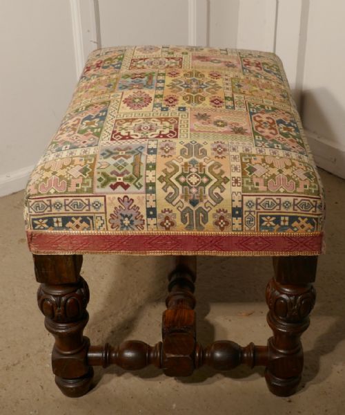 fig 4. Victorian Oak Library Stool or Window Seat