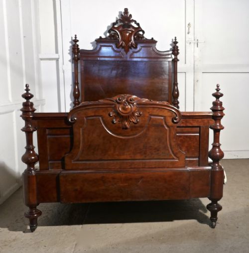 fig 1. Large Single Burr Walnut Chateau Bed made in The Channel Islands 
