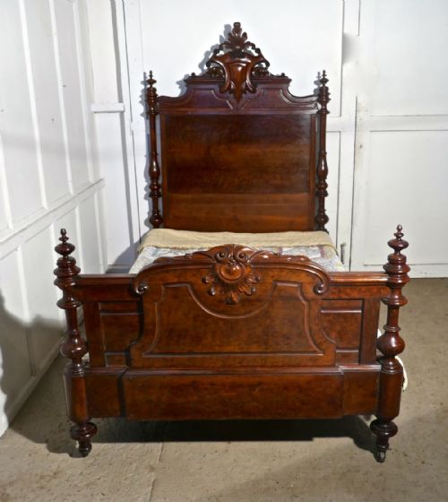 fig 3. Large Single Burr Walnut Chateau Bed made in The Channel Islands 