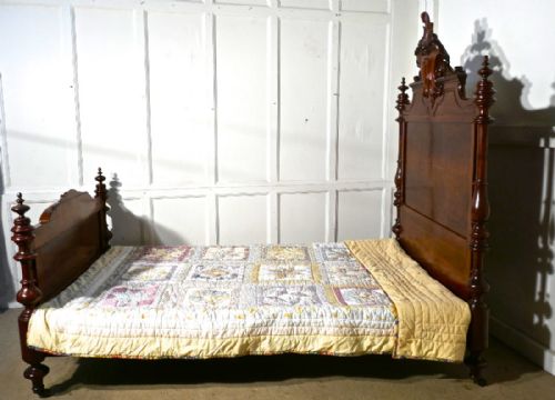 fig 4. Large Single Burr Walnut Chateau Bed made in The Channel Islands 