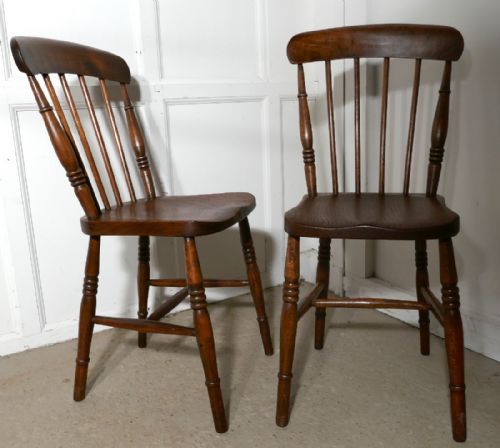 fig 1. Set Of 4 Victorian Elm Seated Stick Back Windsor Kitchen Dining Chairs