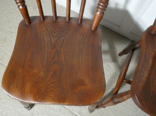 fig 2. Set Of 4 Victorian Elm Seated Stick Back Windsor Kitchen Dining Chairs