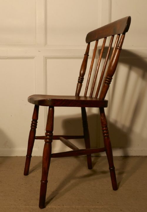 fig 3. Set Of 4 Victorian Elm Seated Stick Back Windsor Kitchen Dining Chairs