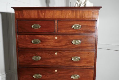fig 2. A Georgian Flame Mahogany Chest on Chest, with Inlay to the Cornice