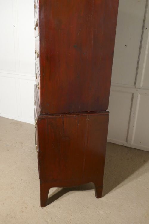 fig 4. A Georgian Flame Mahogany Chest on Chest, with Inlay to the Cornice