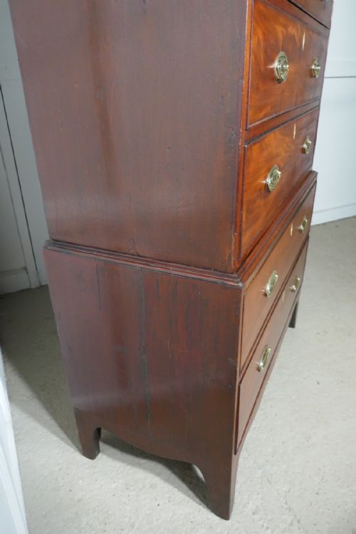 fig 5. A Georgian Flame Mahogany Chest on Chest, with Inlay to the Cornice