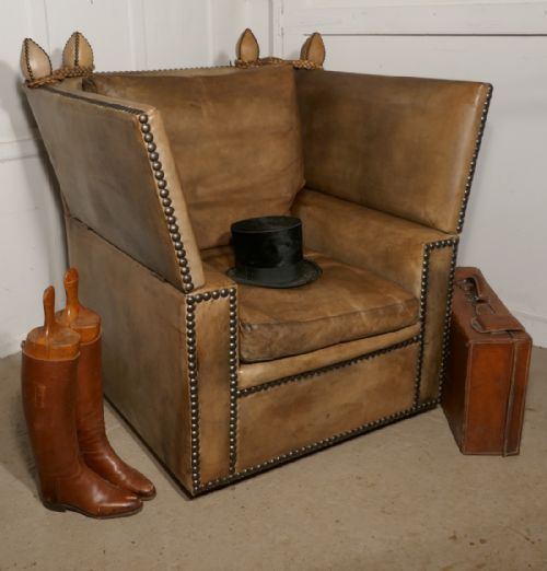 Large Leather Knole Arm Chair,