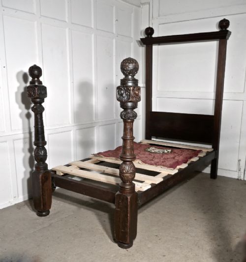 fig 1. A pair of Gothic Carved Oak 4 Poster Beds