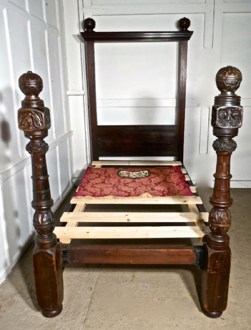 fig 2. A pair of Gothic Carved Oak 4 Poster Beds