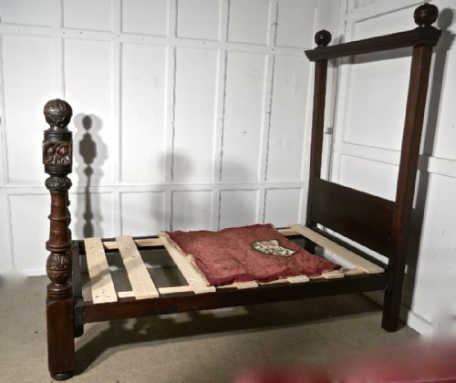 fig 3. A pair of Gothic Carved Oak 4 Poster Beds