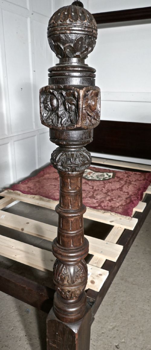 fig 4. A pair of Gothic Carved Oak 4 Poster Beds
