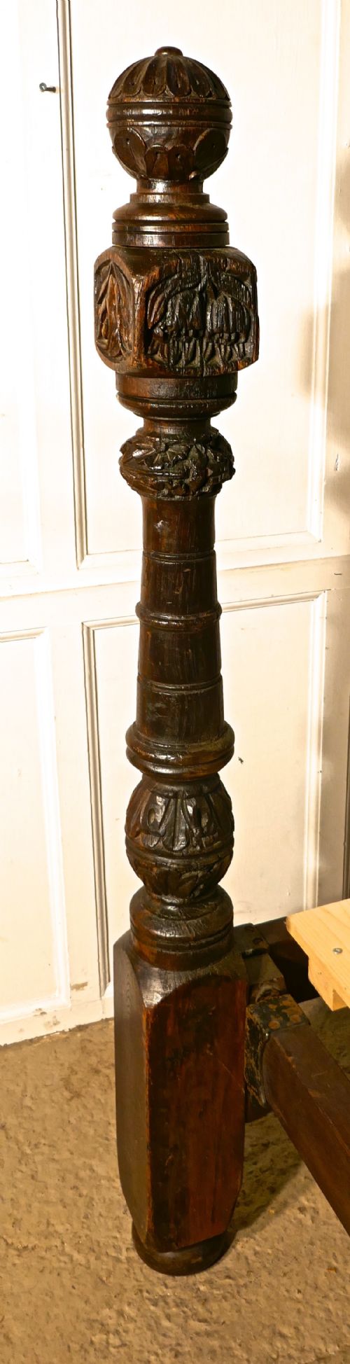 fig 5. A pair of Gothic Carved Oak 4 Poster Beds