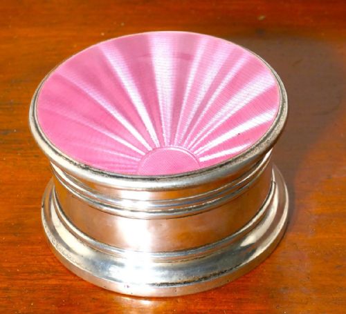 Art Deco Sterling Silver and Guilloché Enamel Lady’s Dressing Table Powder Compact