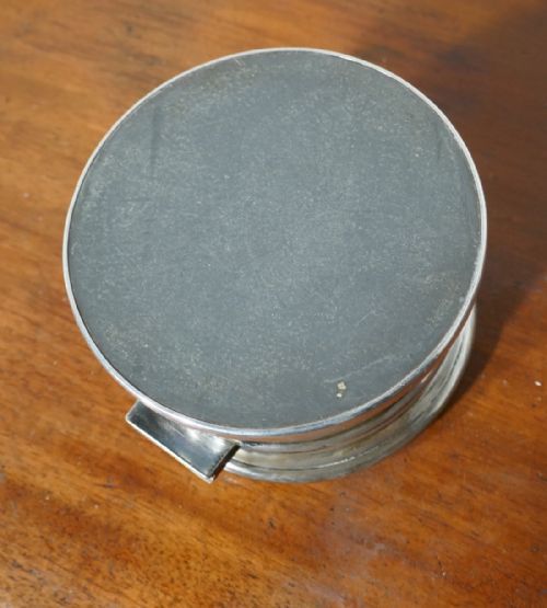fig 1. Art Deco Sterling Silver and Guilloché Enamel Lady’s Dressing Table Powder Compact