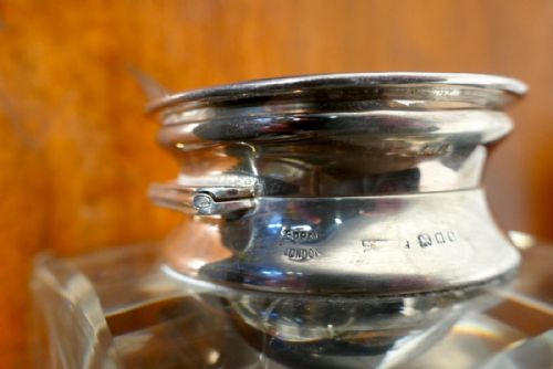 fig 2. Large Art Deco Glass and Silver Ink Well by Asprey London