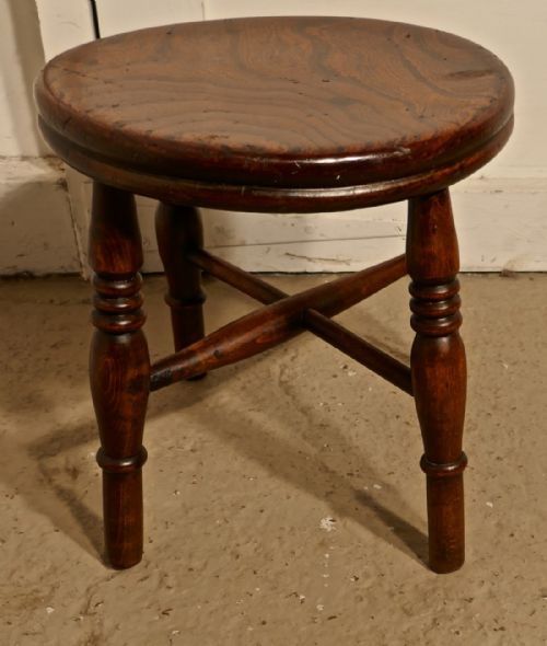 fig 1. 19th Century Elm Dairy Stool