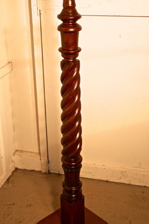 fig 1. Heavily Turned Mahogany Floor Standing or Standard Lamp