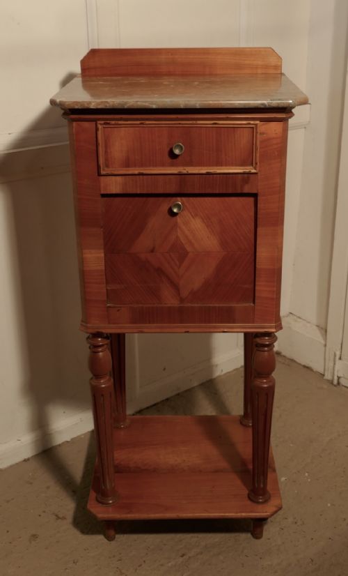 fig 1. 19th Century French Empire Style Cherry Bedside Cabinet