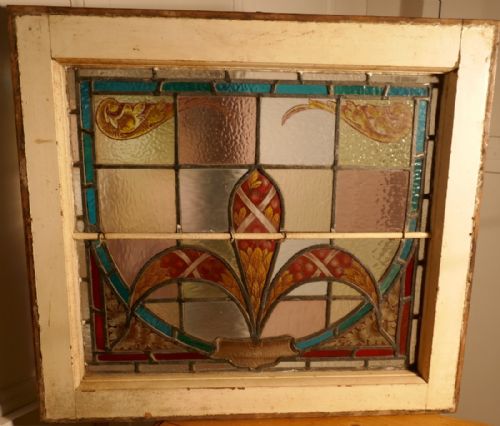 fig 2. 19th Century Art Nouveau Stained Glass Window, with Fleur des Lys