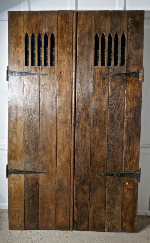 A Pair of 19th Century Elm Doors or Country House Double Door