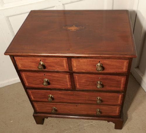 fig 3. Small Georgian Mahogany Inlaid Chest of Drawers
