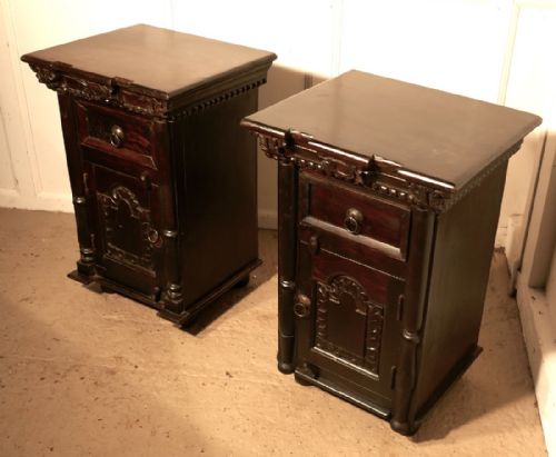 fig 3. Pair of Gothic Oak Bedside Cupboards