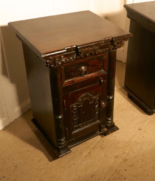 fig 4. Pair of Gothic Oak Bedside Cupboards