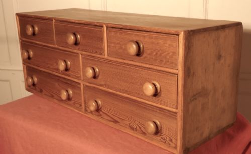 fig 1. A Small Victorian Pine Collectors Cabinet or Filing Drawers