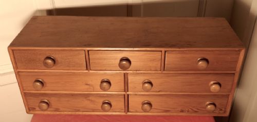 fig 4. A Small Victorian Pine Collectors Cabinet or Filing Drawers