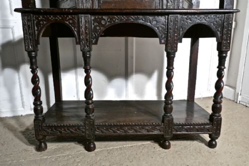 fig 6. 17th Century Carved Oak Court Cupboard, Cottage Size Livery Cupboard