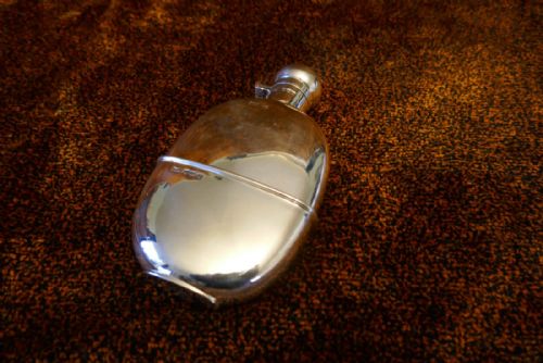 A Solid Silver Hall Marked Hip or Pocket Flask and Cup Date 1921