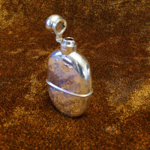 fig 1. A Solid Silver Hall Marked Hip or Pocket Flask and Cup Date 1921