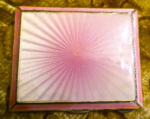 fig 1. Silver & Walker Hall Marked Pink Guilloche Enamel Art Deco Cigarette Case