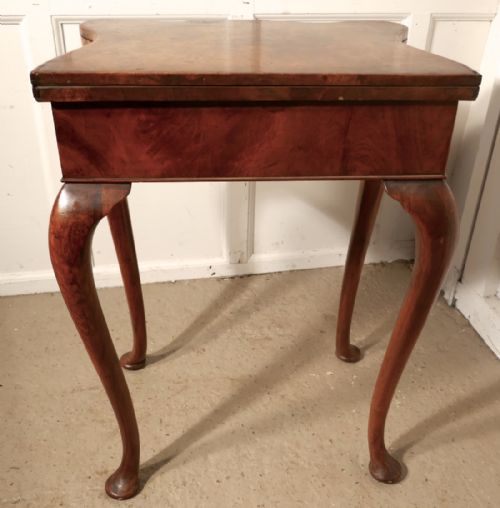 fig 1. Queen Anne Style Inlaid Burr Walnut, Games Table, Chess and Backgammon