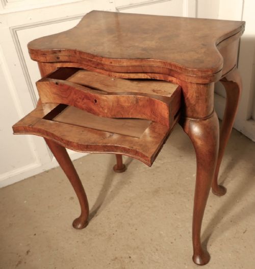 fig 2. Queen Anne Style Inlaid Burr Walnut, Games Table, Chess and Backgammon