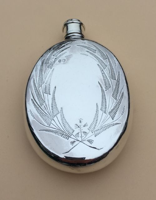 Arts and Crafts Aesthetic Movement Silver Hip or Pocket Flask 1871