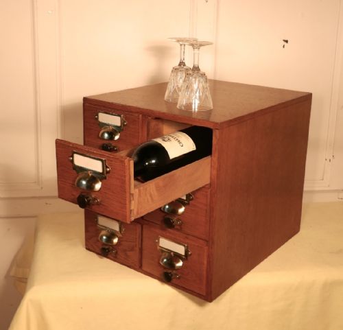 fig 2. Oak 6 Drawer Card Index Filing Cabinet,