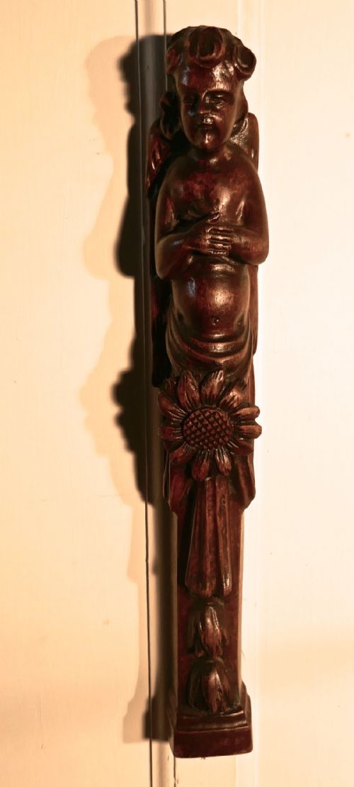fig 2. Pair of Early 19th Century Carved Walnut Caryatid. Winged Angels