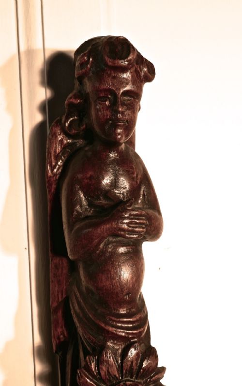 fig 4. Pair of Early 19th Century Carved Walnut Caryatid. Winged Angels