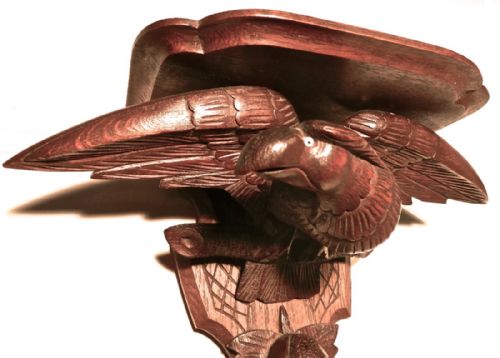 fig 1. A 19th Century Pair of Carved Oak Wall Brackets, Eagles