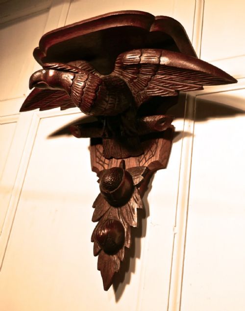fig 2. A 19th Century Pair of Carved Oak Wall Brackets, Eagles