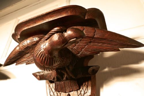 fig 3. A 19th Century Pair of Carved Oak Wall Brackets, Eagles
