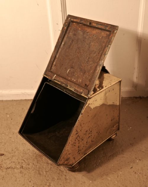 fig 3. A Victorian Brass Coal Scuttle, with Liner and Shovel