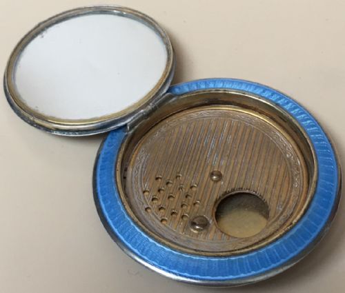 fig 4. Charming German Sterling Silver Guilloche Enamel Compact Case