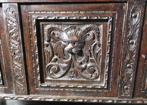 fig 5. 19th Century Carved Oak Mirror Back Dresser with Tree of Life and Green Man Carvings
