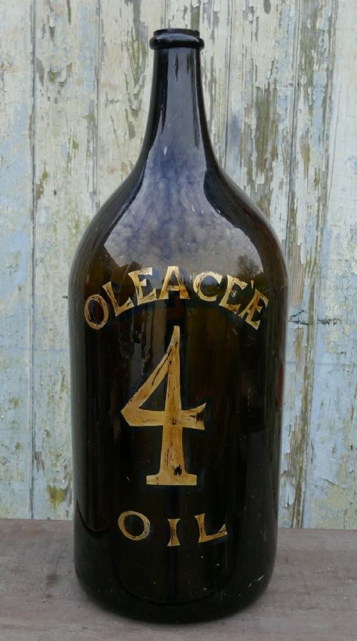 Giant 19th Century Italian Olive Oil Bottle with Gold Number and Lable