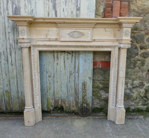 fig 1. A Large Victorian Adams Style Stripped Pine Fireplace.