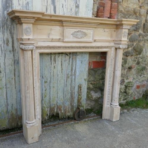 fig 2. A Large Victorian Adams Style Stripped Pine Fireplace.