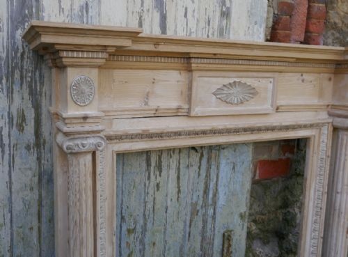 fig 3. A Large Victorian Adams Style Stripped Pine Fireplace.