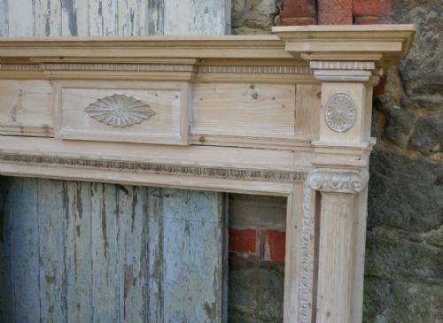 fig 4. A Large Victorian Adams Style Stripped Pine Fireplace.
